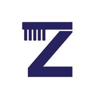 logotipo dental inicial de la letra z combinado con plantilla de símbolo de cepillo de dientes vector