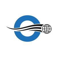 letra o logotipo global combinado con icono global, signo de tierra para plantilla de identidad empresarial y tecnológica vector