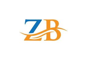 diseño del logotipo swoosh letter zb para la identidad empresarial y empresarial. logotipo de onda de agua zb con moda moderna vector