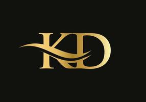 diseño del logotipo de la letra kd dorada. diseño de logotipo kd con moda creativa y moderna vector