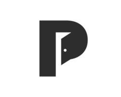 Letter P Door Logo Design Combined With Minimal Open Door Icon Vector Template