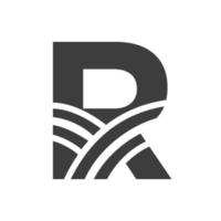 logotipo de agricultura en concepto de letra r. logotipo de granja basado en el alfabeto para panadería, pan, pastelería, identidad comercial de industrias domésticas vector