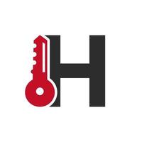 Letter H Key Logo Combine With House Locker Key For Real Estate and House Rental Symbol Vector Template