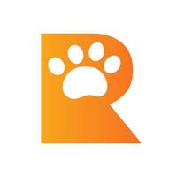 letra r logotipo de cuidado de mascotas, plantilla de símbolo y signo vectorial de diseño de logotipo de perro vector