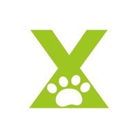 letra x logotipo de cuidado de mascotas, plantilla de símbolo y signo vectorial de diseño de logotipo de perro vector