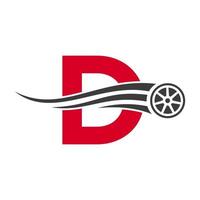 Sport Car Letter D Automotive Car Repair Logo Design Concept With Transport Tire Icon Vector Template