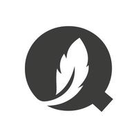 Letter Q Bird Feather Logo Design Concept For Law Identity Vector Template