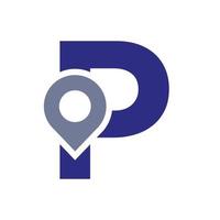 Letter P Location Logo Design Sign. Location Icon Concept With Alphabet For Road Direction Symbol Vector Template