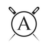 Letter A Tailor Logo, Needle and Thread Combination for Embroider, Textile, Fashion, Cloth, Fabric Template vector