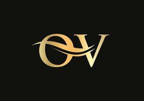 Modern OV logotype for luxury branding. Initial OV letter business logo design vector