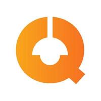 Letter Q Lamp Logo Combined With Hanging Lamp Vector Template
