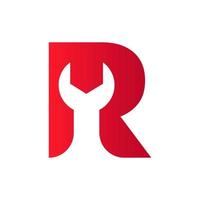 símbolo de llave de letra r para bienes raíces, construcción, plantilla de vector de logotipo de reparación de construcción