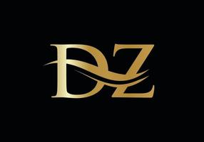DZ Logo design vector. Swoosh letter DZ logo design vector