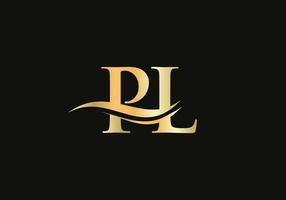 Creative PL letter with luxury concept. Modern PL Logo Design for business and company identity vector