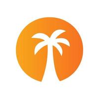 concepto de diseño de logotipo de letra o palmera para plantilla de vector de icono de paisaje de playa de viaje