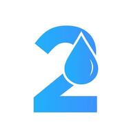 Letter 2 Water Logo Element Vector Template. Water Drop Logo Symbol