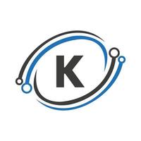 Technology Logo Design On K Letter Concept. Technology Network Logo Template vector