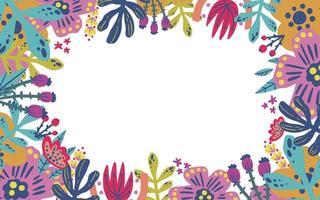 borde de flores con fondo de marco de flores ahogadas a mano, plantilla para invitación con lugar para texto vector