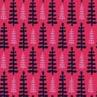 floral pattern texture with black and pink flowers on red background vector
