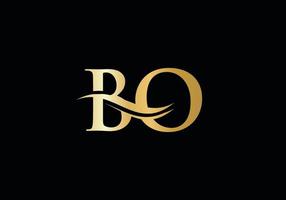 Initial Gold BO letter logo design with modern trendy vector