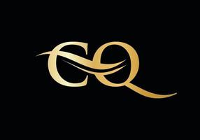 diseño del logotipo cq de la letra swoosh para la identidad comercial y de la empresa. logotipo cq de onda de agua con moda moderna vector