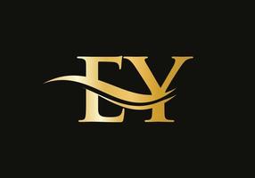 Swoosh Letter EY Logo Design for business and company identity. Water Wave EY Logo with modern trendy vector