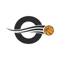 Letter O Basket Ball Logo Design For Basket Club Symbol Vector Template. Basketball Logo Element