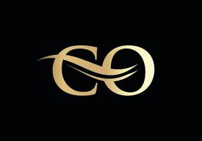 Initial Gold CO letter logo design with modern trendy vector