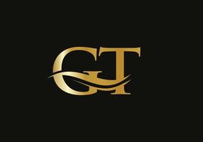 Modern GT logotype for luxury branding. Initial GT letter business logo design vector