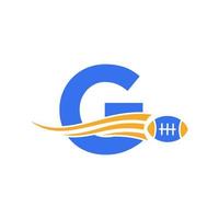 Letter G Rugby Logo, American Football Logo Combine With Rugby Ball Icon For American Soccer Club Vector Symbol