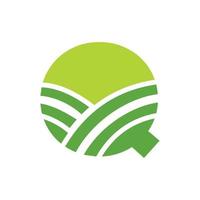 logotipo de la letra q agricultura. logotipo de agro granja basado en el alfabeto para panadería, pan, pastel, café, pastelería, identidad comercial de industrias domésticas vector