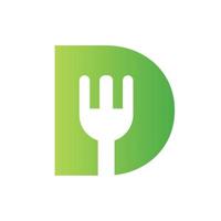 logotipo de restaurante letra d combinado con plantilla de vector de icono de horquilla