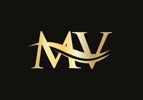 Modern MV logotype for luxury branding. Initial MV letter business logo design vector