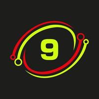 Technology Logo Design On 9 Letter Concept. Technology Network Logo Template