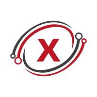 diseño de logotipo de tecnología en el concepto de letra x. plantilla de logotipo de red de tecnología vector