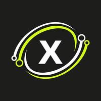Technology Logo Design On X Letter Concept. Technology Network Logo Template vector