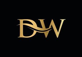 plantilla de vector de diseño de logotipo de empresa de letra dw inicial con una moda mínima y moderna.