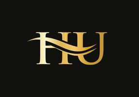 Modern HU logotype for luxury branding. Initial HU letter business logo design vector