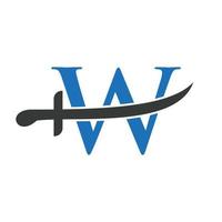 Letter W Swords Logo Vector Template. Swords Icon For Protection and Privacy Symbol