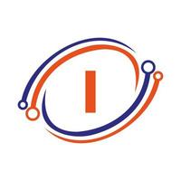 Technology Logo Design On I Letter Concept. Technology Network Logo Template