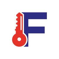 Letter F Key Logo Combine With House Locker Key For Real Estate and House Rental Symbol Vector Template