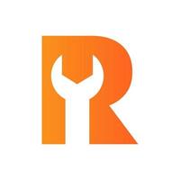 Letter R Wrench Symbol For Real Estate, Building, Construction Repair Logo Vector Template