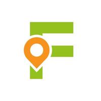 Letter F Location Logo Design Sign. Location Icon Concept With Alphabet For Road Direction Symbol Vector Template