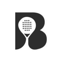 Letter B Padel Racket Logo Design Vector Template. Beach Table Tennis Club Symbol