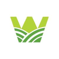 logotipo de la letra w agricultura. logotipo de agro granja basado en el alfabeto para panadería, pan, pastel, café, pastelería, identidad comercial de industrias domésticas vector