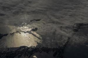 fog and clouds amsterdam area aerial view photo