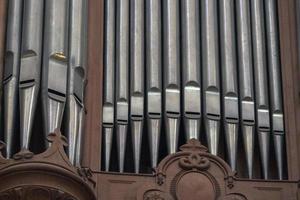 old church organ pipe detail photo