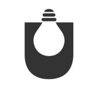 el logotipo eléctrico de la letra u se combina con la plantilla vectorial del icono de la bombilla eléctrica. bombilla logotipo signo símbolo vector