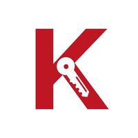 Letter K Key Logo Combine With House Locker Key For Real Estate and House Rental Symbol Vector Template