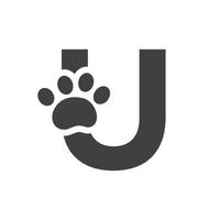 letra u logotipo de cuidado de mascotas, plantilla de símbolo y signo vectorial de diseño de logotipo de perro vector